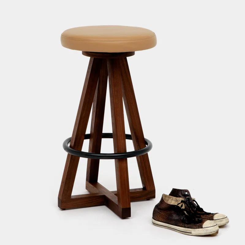 X3 Swivel Upholstered Counter Stool with Solid Wood Frame