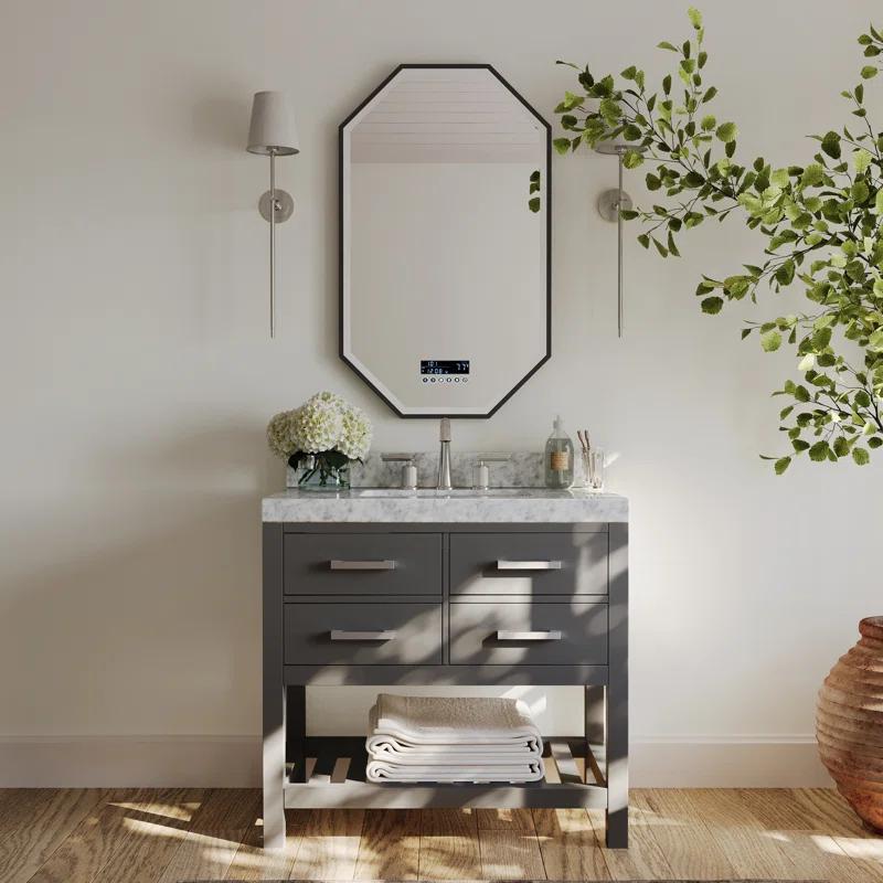 Carrie 36'' Single Bathroom Vanity with Carrara Marble Top