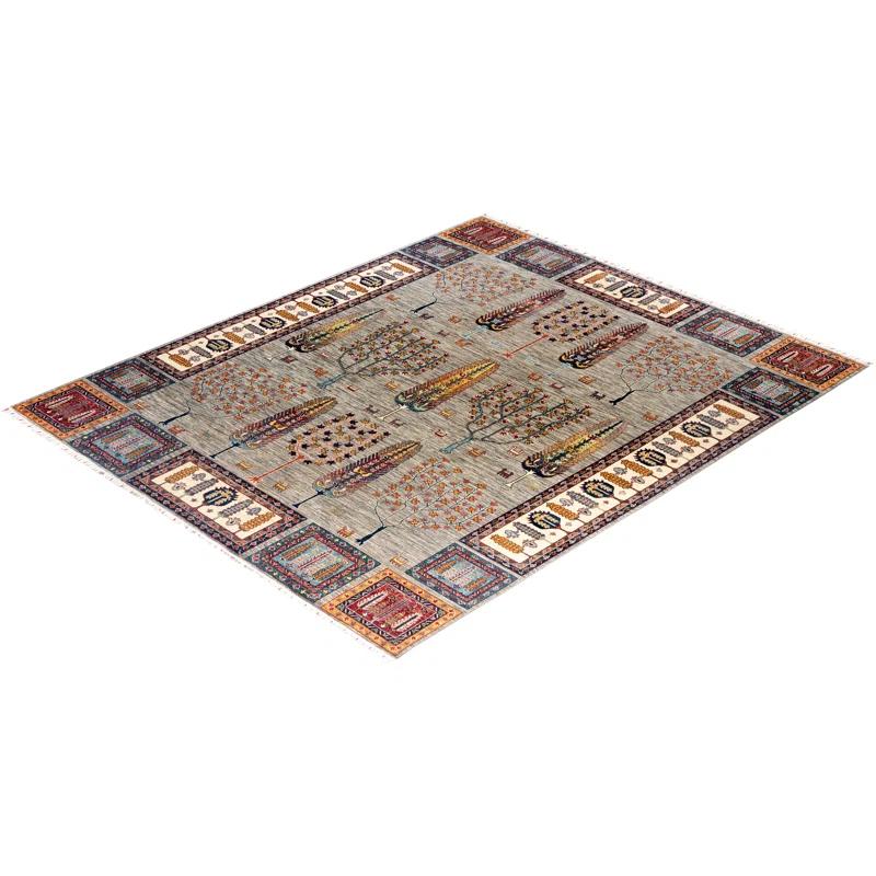 Solo Rugs One-of-a-Kind Rectangle 8'2" X 9'10" Wool Area Rug Fawn/Red/Orange/Blue/Black