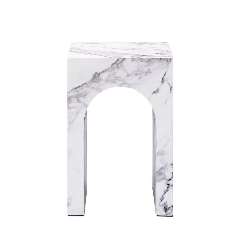 Fritzy Square End Table In White Engineered Stone