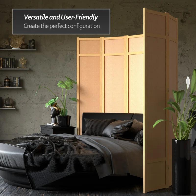 Oriental Furniture 7 Ft Tall Jute Shoji Screen, natural, 3 panel