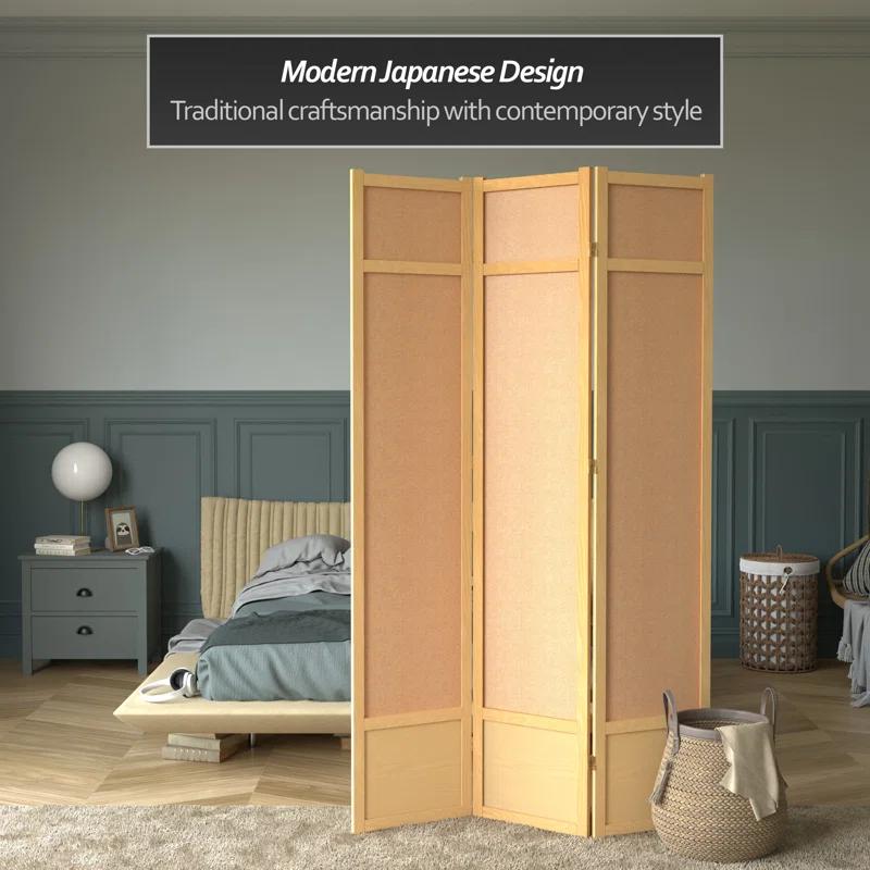 Oriental Furniture 7 Ft Tall Jute Shoji Screen, natural, 3 panel