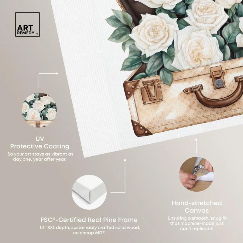 Art Remedy White Roses in a Case Canvas Glam Livingroom Wall Art by Art Remedy
