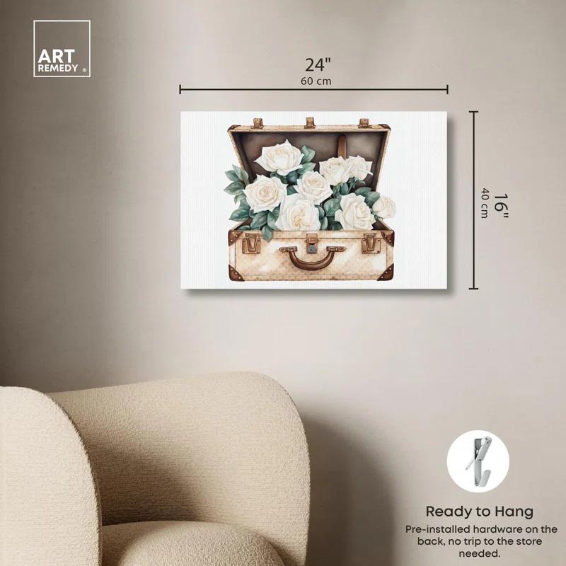 Art Remedy White Roses in a Case Canvas Glam Livingroom Wall Art by Art Remedy
