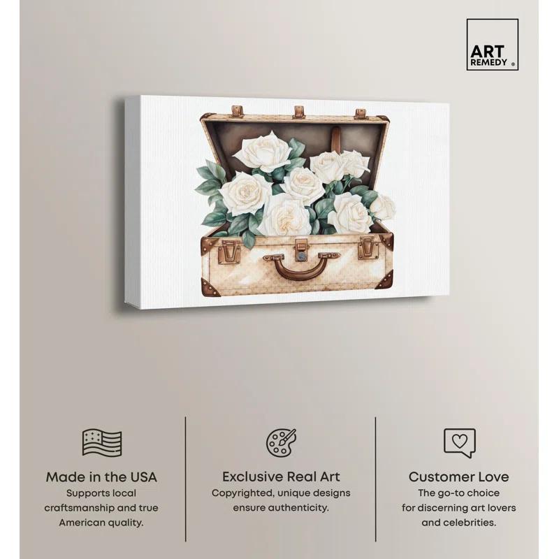 Art Remedy White Roses in a Case Canvas Glam Livingroom Wall Art by Art Remedy