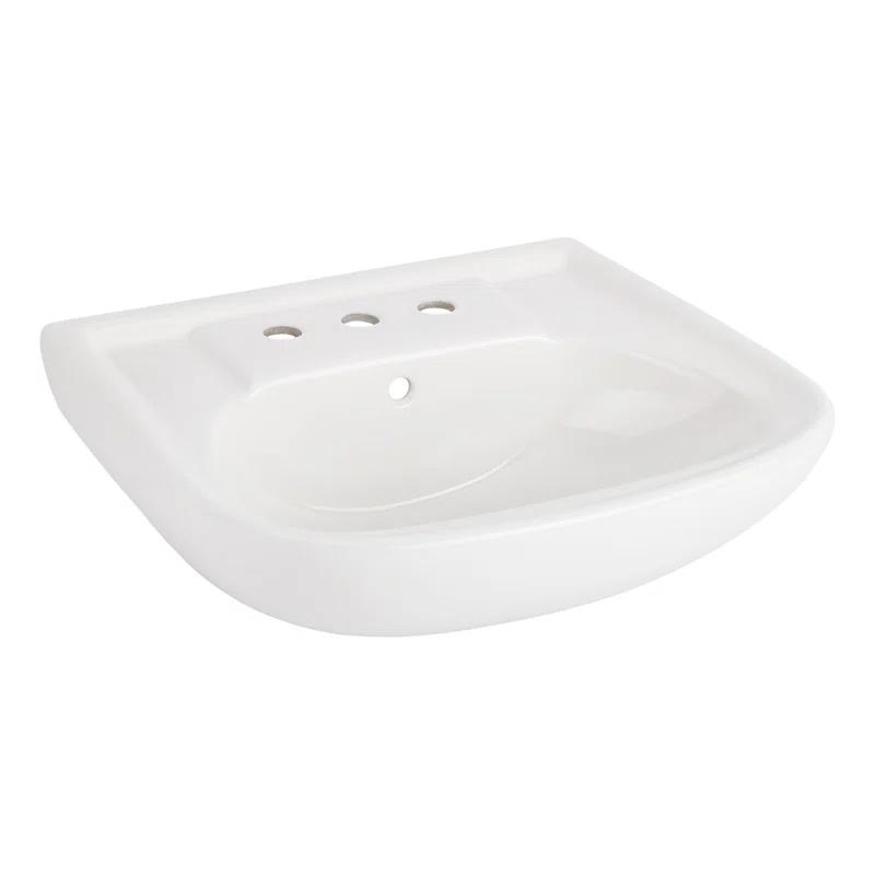 23" Rainsville White Porcelain Rectangular Wall Mount Bathroom Sink with Overflow