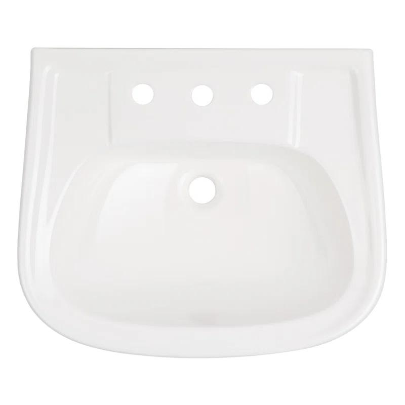 23" Rainsville White Porcelain Rectangular Wall Mount Bathroom Sink with Overflow