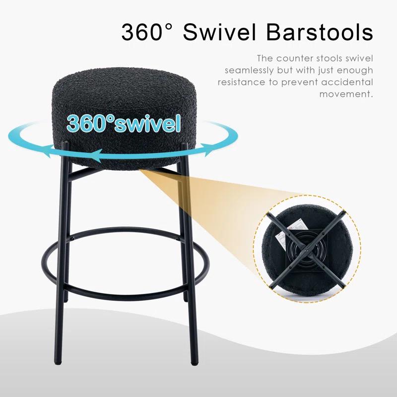 Swivel 26.7'' Boucle Counter Stool