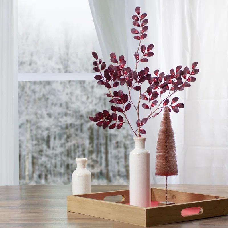 Northlight Seasonal Glittered Leaves Artificial Christmas Spray - 37" - Red