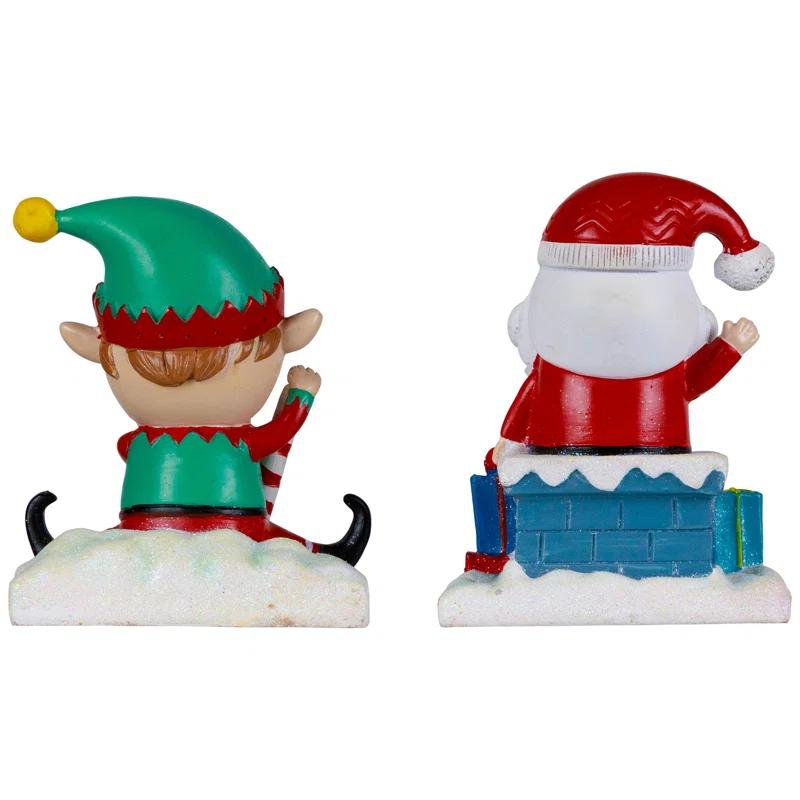 Northlight Seasonal Santa And Elf Christmas Stocking Holders - 5" - Set Of 2