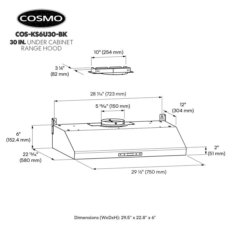 30 in. Under Cabinet Range Hood with Digital Touch Controls in Matte Black