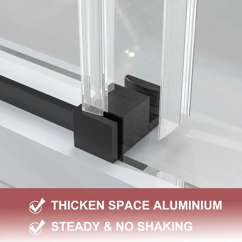 LONNI-STYLE 56 - 60 in. W x 58 in. H Frameless Sliding Bathtub Door  with Clear SGCC Tempered Glass LONY6058S04CMB