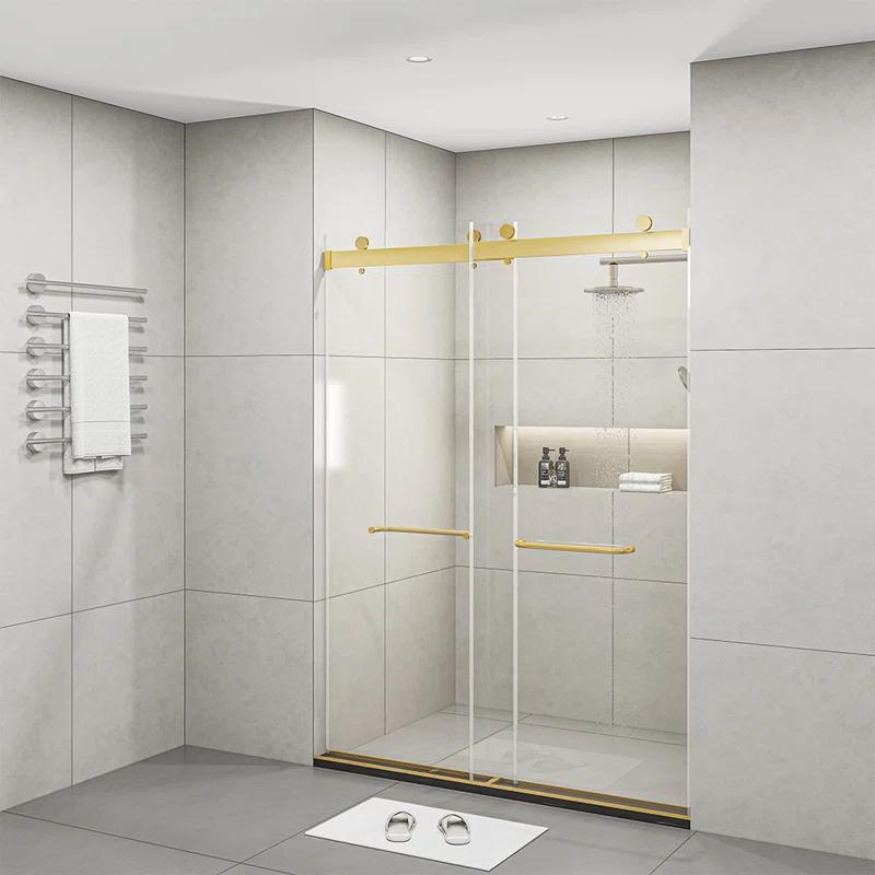 Dimorphos Frameless Sliding Glass Shower Doors with 3/8"(10mm) Clear Tempered Glass 11DD701957Q