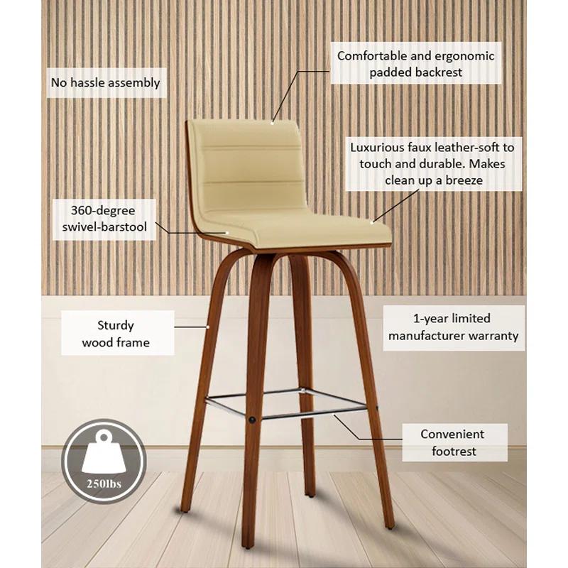 Hiram Solid Wood Swivel Bar & Counter Stool