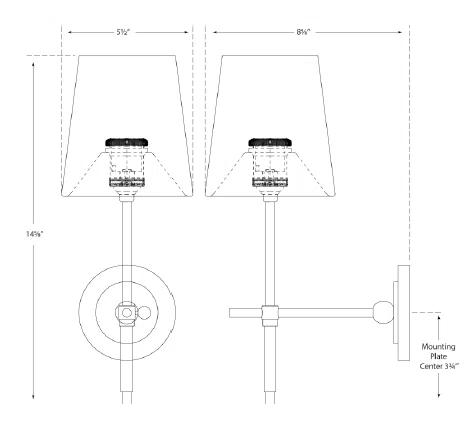 Elegant Outdoor Direct Wired Nickel Wallchiere, 14.5" Height