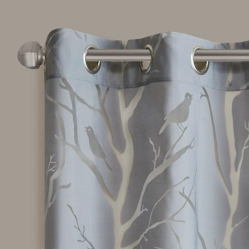 Madison Park Averil Grommet Top Sheer Bird on Branches Burnout Single Window Curtain