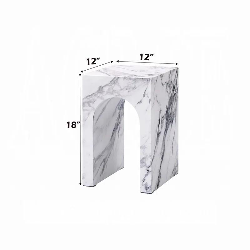 Fritzy Square End Table In White Engineered Stone