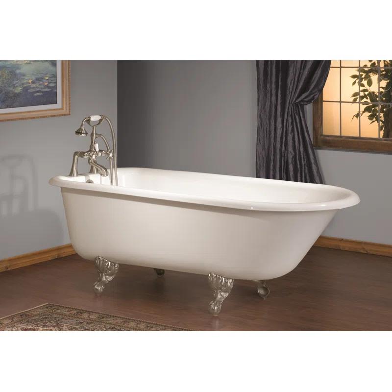 Rosdorf Park Jamaire 54'' x 30'' Freestanding Soaking Cast Iron Bathtub
