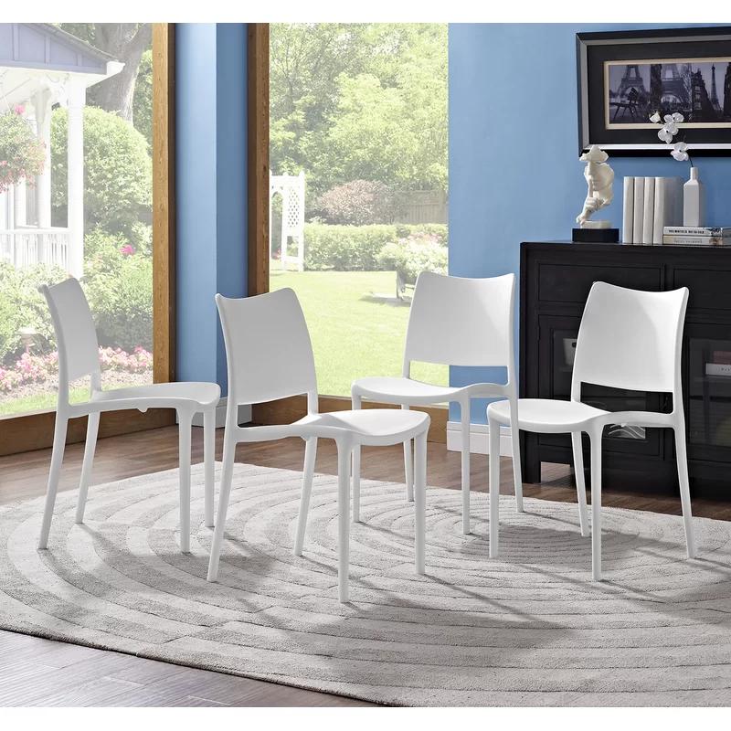 White Stackable Plastic Side Chair Set of 4