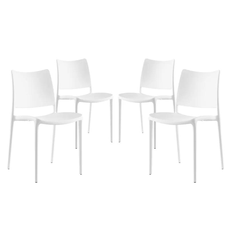 White Stackable Plastic Side Chair Set of 4