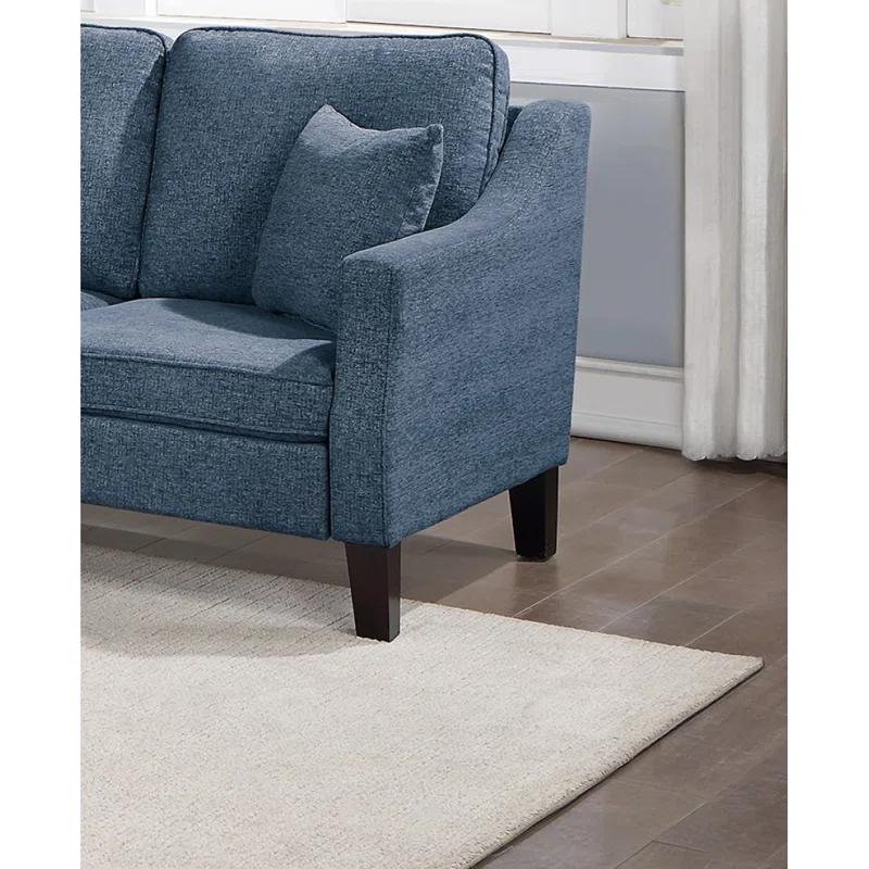 Navy Blue Chenille 2-Piece Sofa and Loveseat Set