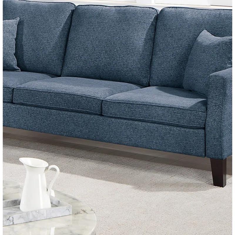 Navy Blue Chenille 2-Piece Sofa and Loveseat Set