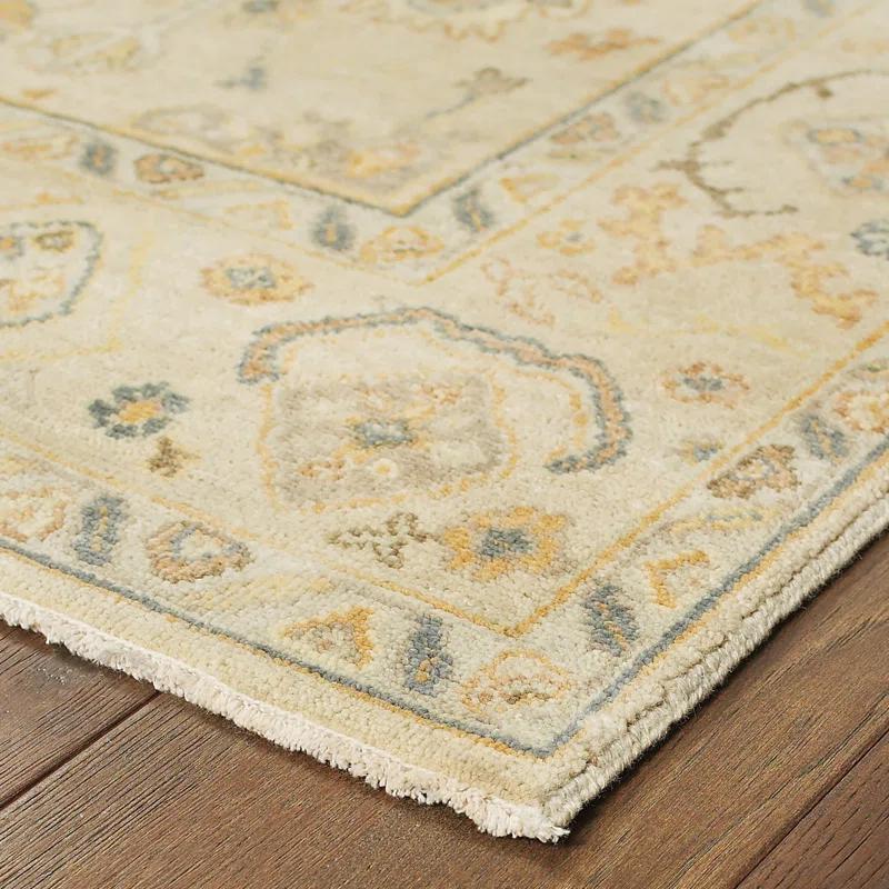 Palace Oriental Hand-Knotted Wool Beige/Gray Area Rug