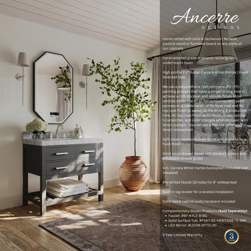 Carrie 36'' Single Bathroom Vanity with Carrara Marble Top
