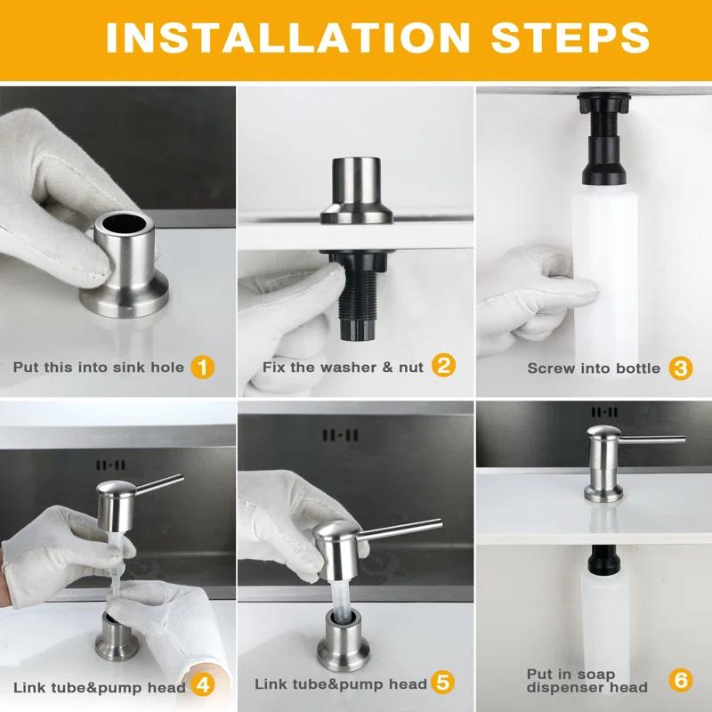 Stainless Steel Single-Handle Pull-Down Sprayer Kitchen Faucet with Soap Dispenser in Brushed Nickel