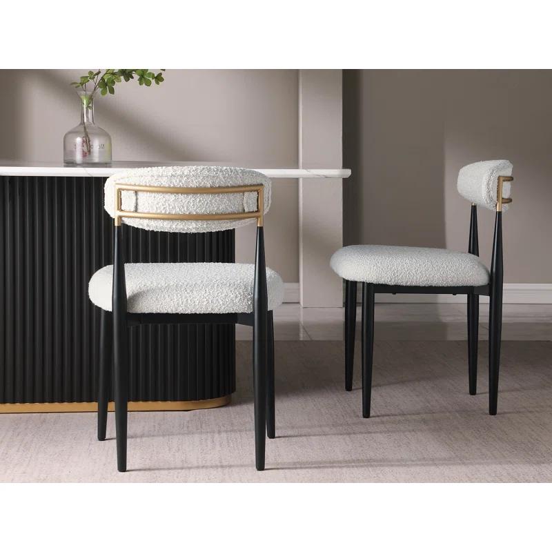 2 Pieces Boucle Armless Dining Chair, Upholstered Accent Chair