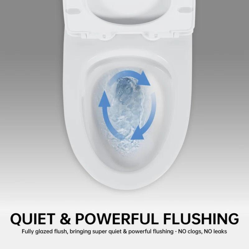 1.1/1.6 GPF Elongated Comfort Height Floor Mounted One-Piece Toilet, CUPC Certified, Watersense Cetified, Ceramic, White Color, Soft Close Seat T039WT