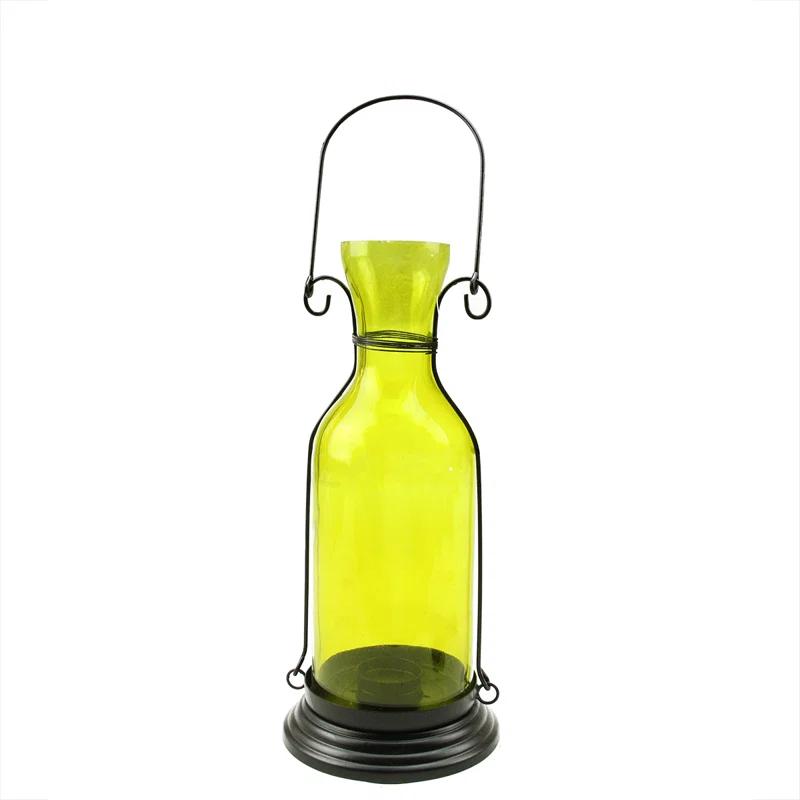 Northlight Seasonal 12" Transparent Yellow Decorative Glass Bottle Tea Light Candle Lantern