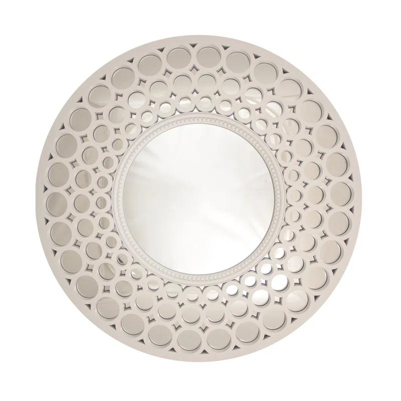 Cascading Pearl Orbs 24.75" White Round Wall Mirror