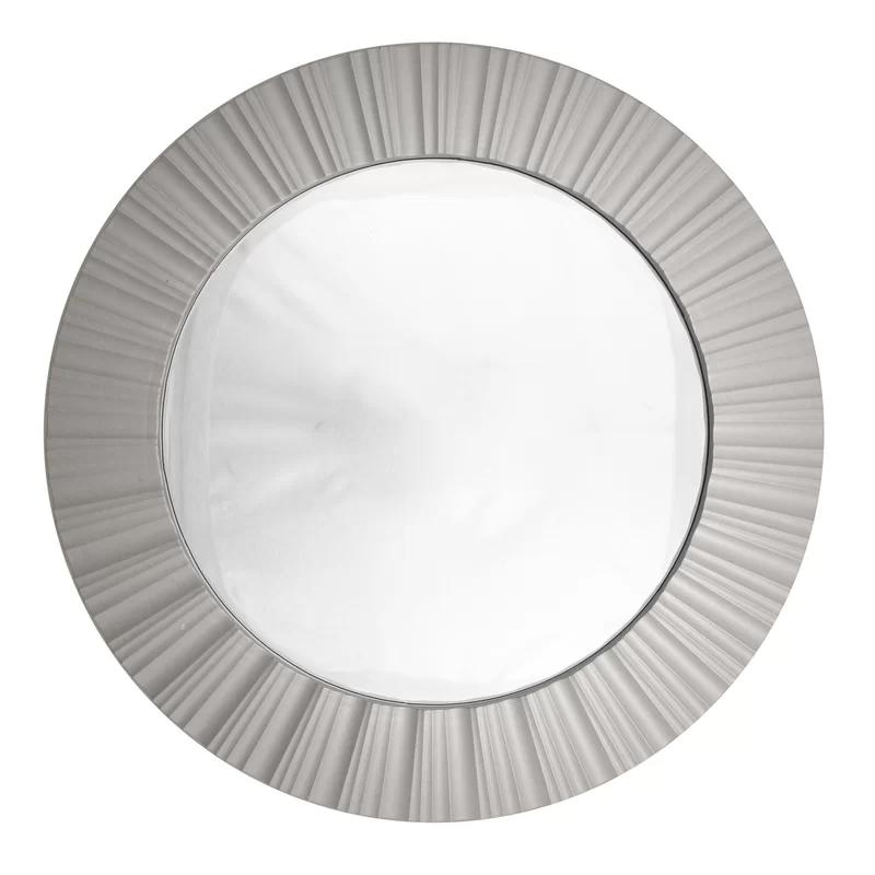 Elegant Silver Fluted 20" Round Decorative Wall Mirror