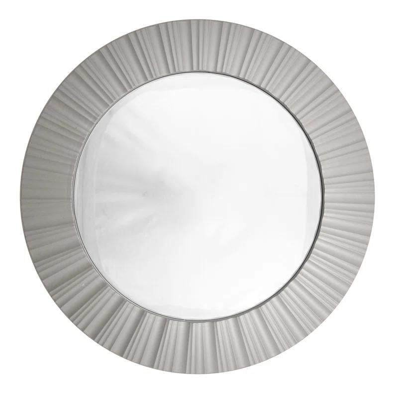 Elegant Silver Fluted 20" Round Decorative Wall Mirror