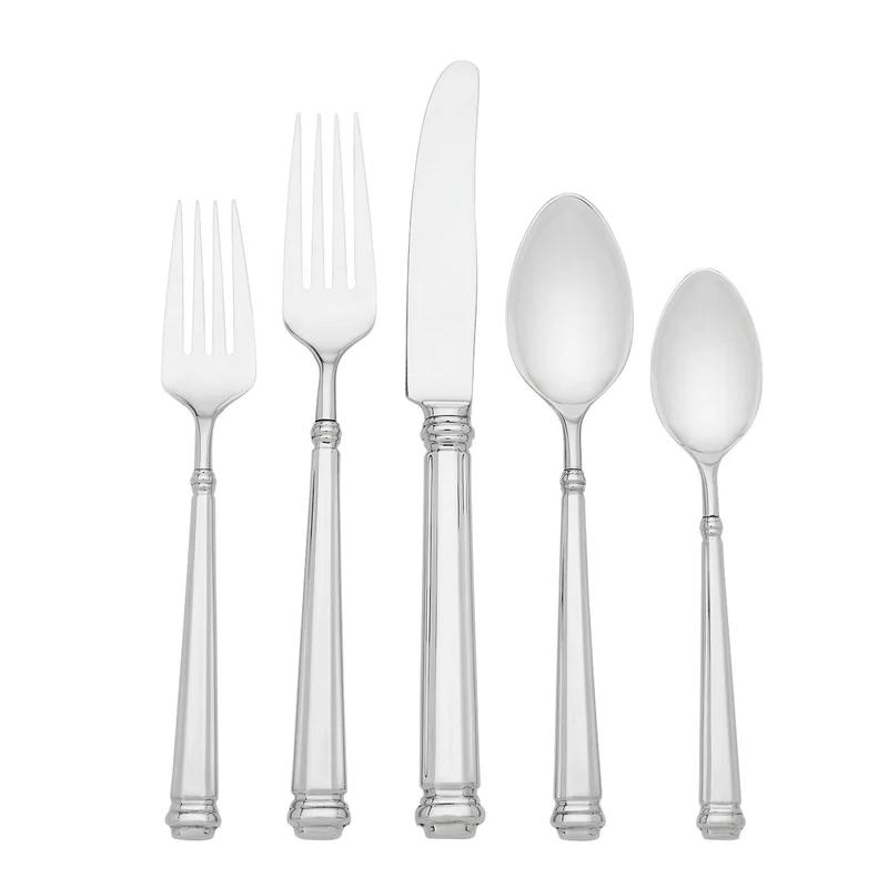 Elegant Silver 45-Piece Stainless Steel Flatware Set with Banded Rim
