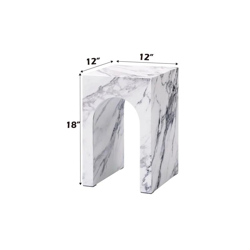 Fritzy Square End Table In White Engineered Stone