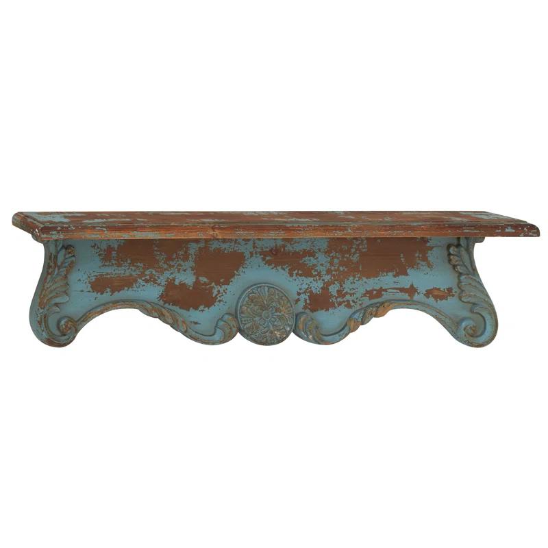 Ophelia & Co. Wood 1 Shelf Scroll Blue Wall Shelf