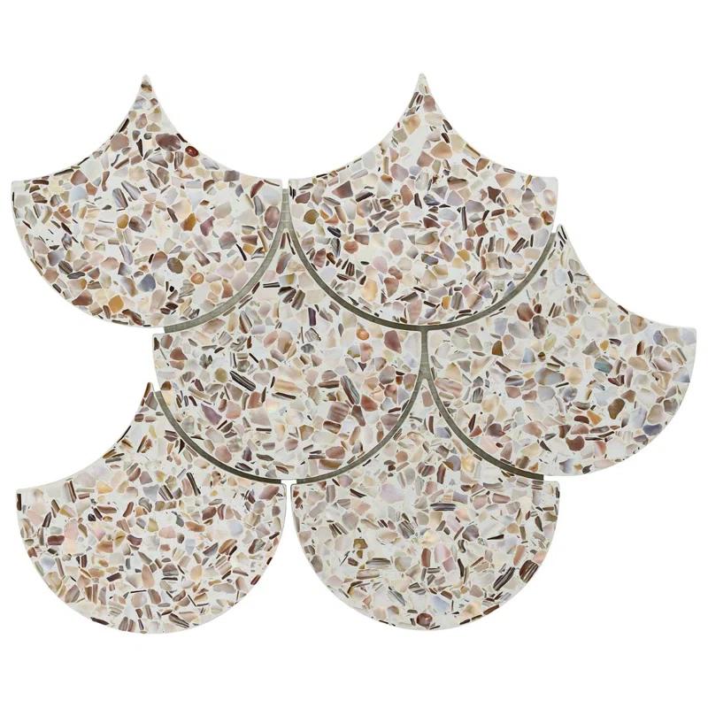 Shoal 5" Fishscale Terrazzo and Pearl Wall & Floor Mosaic Tile (0.74 Sq. Ft. / Sheet)