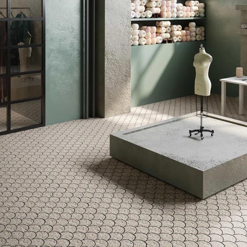 Shoal 5" Fishscale Terrazzo and Pearl Wall & Floor Mosaic Tile (0.74 Sq. Ft. / Sheet)