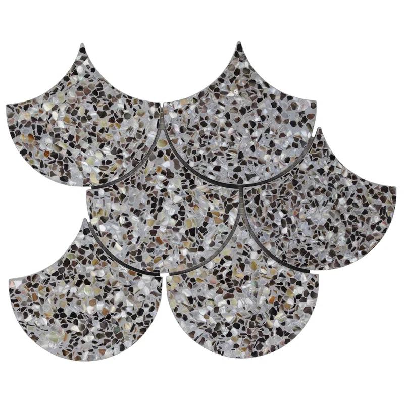 Shoal 5" Fishscale Terrazzo and Pearl Wall & Floor Mosaic Tile (0.74 Sq. Ft. / Sheet)