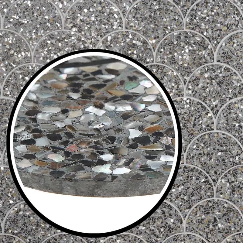 Shoal 5" Fishscale Terrazzo and Pearl Wall & Floor Mosaic Tile (0.74 Sq. Ft. / Sheet)