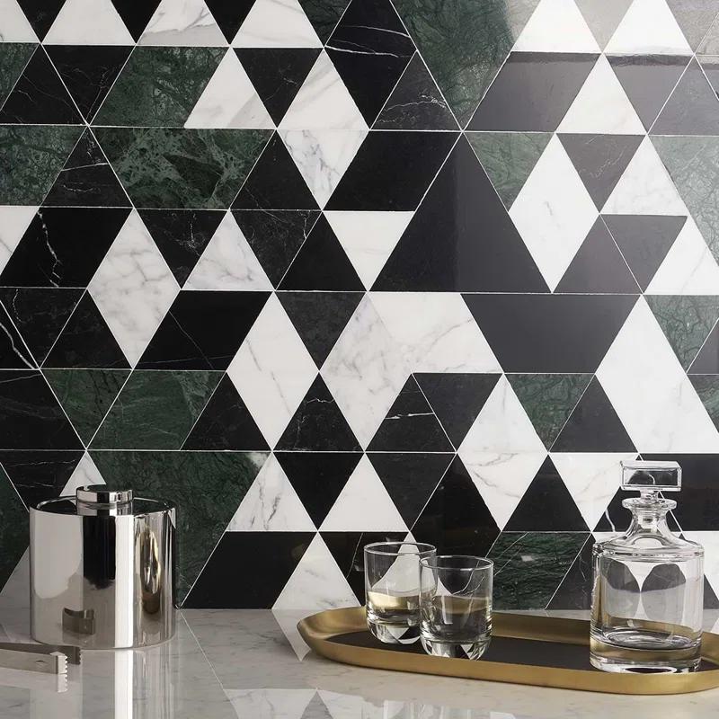 Prisma Dark Green 7.75 in. x 13.5 in. Polished Marble Floor and Wall Tile (0.73 sq. ft./Each)