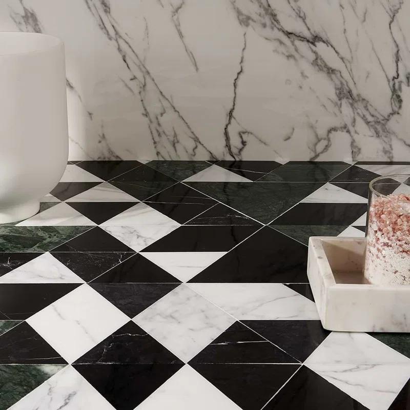 Prisma Dark Green 7.75 in. x 13.5 in. Polished Marble Floor and Wall Tile (0.73 sq. ft./Each)