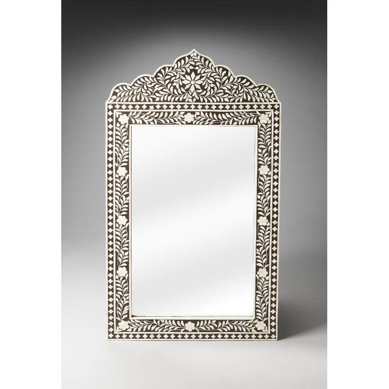 Victoria Dark Brown Bone Inlay Rectangular Wall Mirror