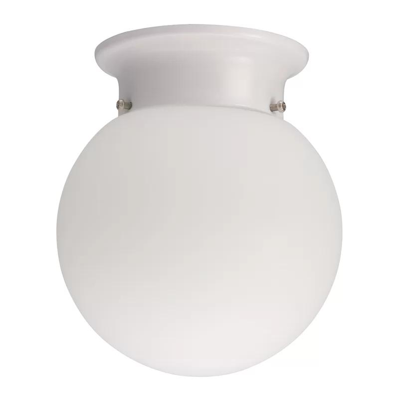 Gloss White 6" Globe Flush Mount Energy-Efficient Light