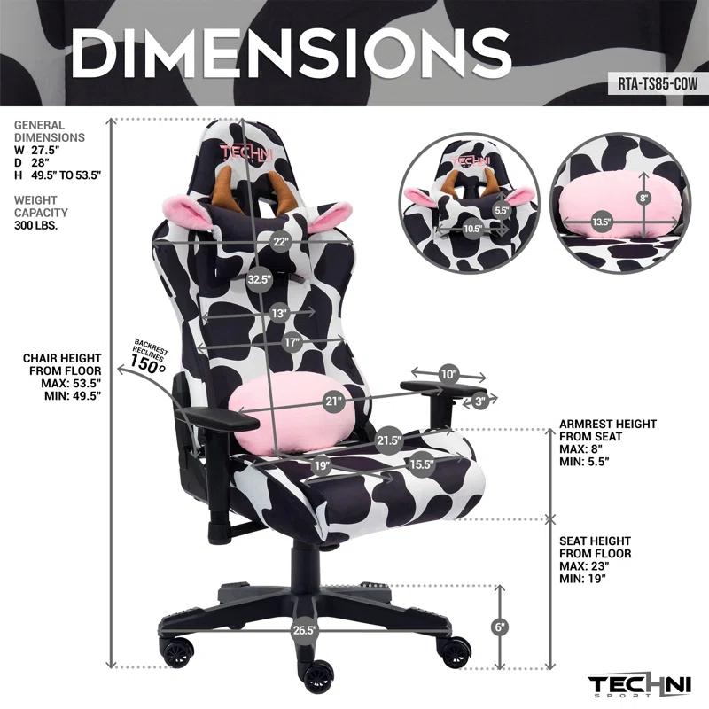 One Allium Way® Techni Sport TS85 COW Series Gaming Chair
