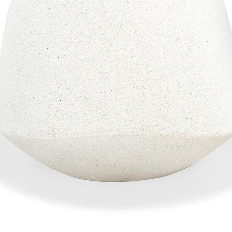 Ivory Round Concrete Pedestal Outdoor Accent Table