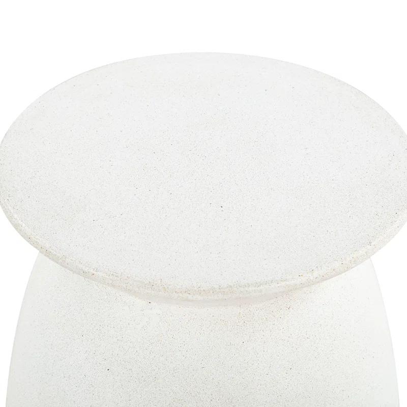 Ivory Round Concrete Pedestal Outdoor Accent Table