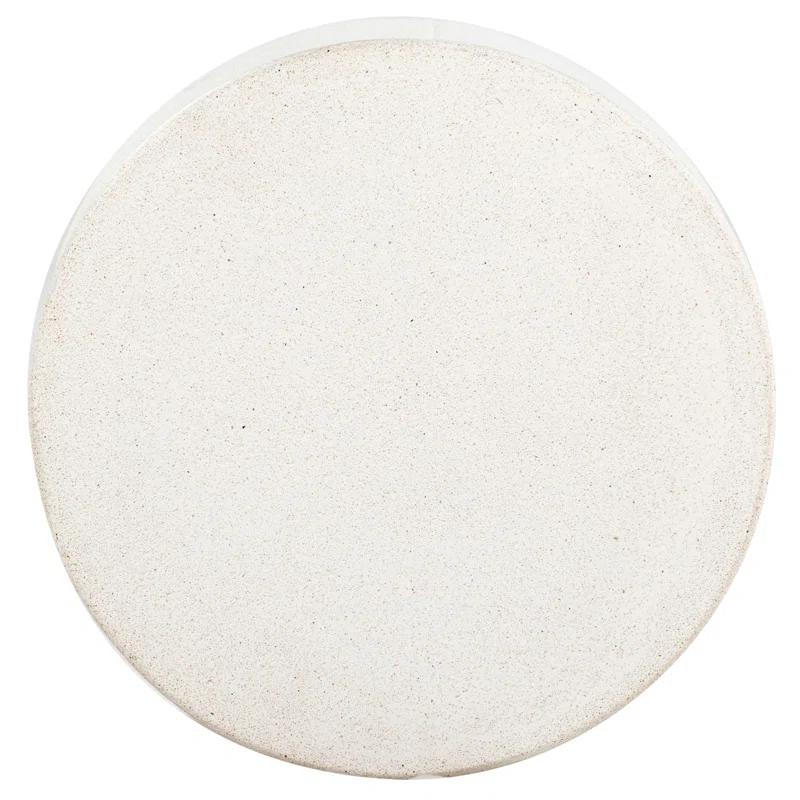 Ivory Round Concrete Pedestal Outdoor Accent Table